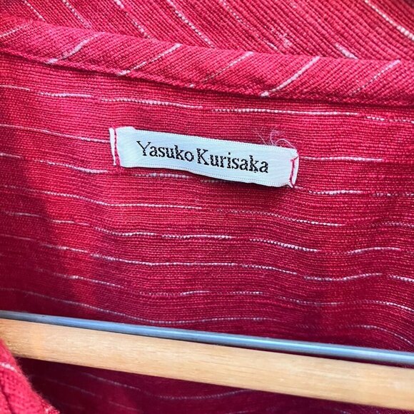 Yasuko Kurisaka Womens‎ Red Lagenlook Striped Button-Up Jacket- L - Picture 2 of 9